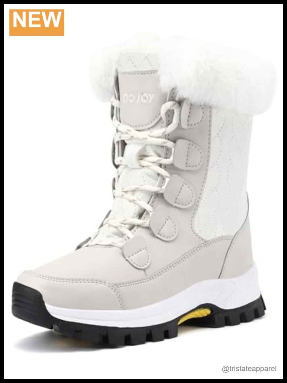 Waterproof Winter Snow Boots Faux Fur Lined Mid Calf Lace Up